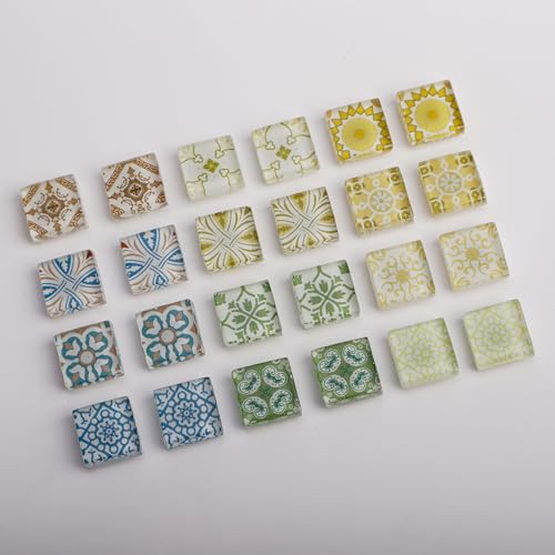 Set de 24 imanes decorativos de vidrio estilo vitral miniatura 5