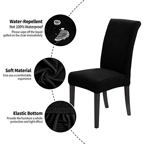 Joccun Chair Covers For Dining Room Set Of 6,Water Repellent Dining Chair Slipcovers Stretch Dining Room Chair Covers Seat Protector,Washable Parsons Chair Cover For Home,Hotel,Banquet(Black,6 Pack) #TOP2