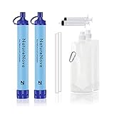 Personal Water Filter Straw Outdoor Portable Filtration Emergency Survival Gear Water Solutions Tactical Gear for Hiking Camping Accessories Travel Hunting Fishing Outing Backpacking (2 Pack)
