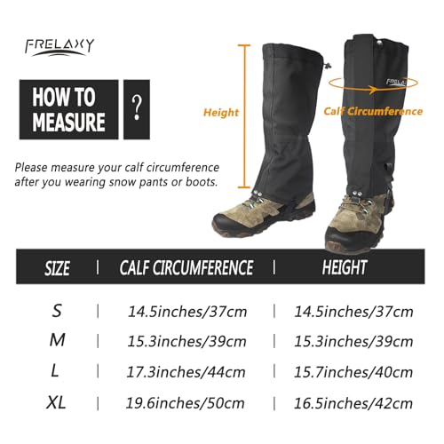 Image of Frelaxy Leg Gaiters Ultra HIGH-Performance Hunting Gaiters, 100% Waterproof Hiking Gaiters with Upgraded Rubber Foot Strap, Adjustable Snow Boot Gaiters