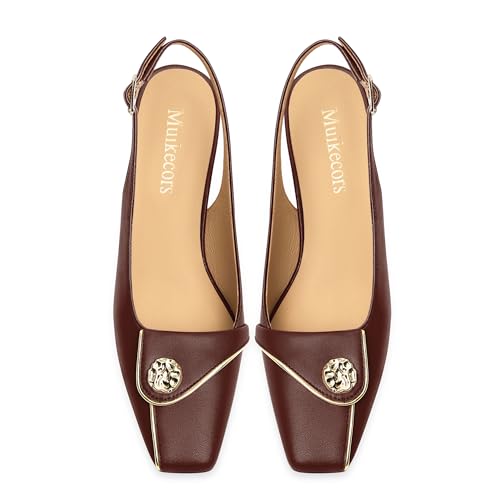 Women's Kitten Heels Slingback Square Toe Low Heel Pumps Closed Toe Matte Slip On high Heels Womens Work Dress Office Wedding Party Shoes 2 Inch3