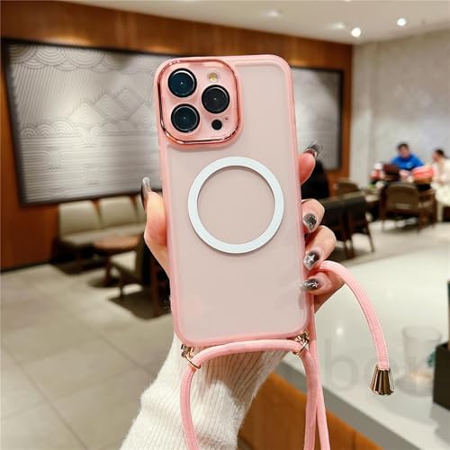 Lanière silicone rose iPhone 12 Pro Max aimant transparent