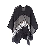 [LOPKS.] 【ロプクス】 大判 ストール ポンチョ オルテガ チェック (黒/灰色) - 26