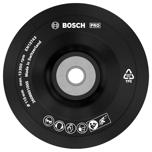 Bosch Professional 2 608 601 005 - Plato de goma - 115 mm, 13 300 U/min (pack de 1), Negro