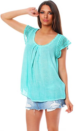 Moda Italy - Camicia - Basic - collo a U - donna