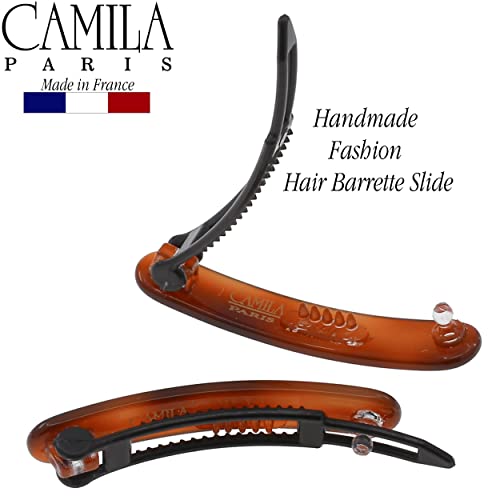 Camila Paris CP3376 French Hair Barrettes Clips for Women, Handmade, Girls Side Slide-in Barrette Clip, Hair Accessories for Women. Strong Hold No Slip Grip Fashion Durable Styling, Made in France - Thumbnail 5