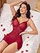 Avidlove Lingerie for Women Sexy Babydoll Lingerie Sheer Mesh Bodycon Mini Night Out Club Dress Side Slit Wine Red L