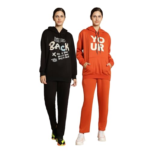 Image of Mack Jonney Printed Hooded Cotton Fleece Track suit for Women (Pack of 2)(Kangaroo Pockets)-MACK51590