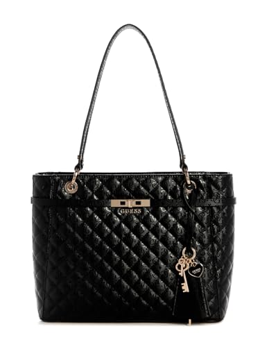 Image of GUESS Black Quilted Idra Noel Tote Bag