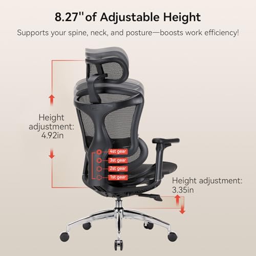 Image of SIHOO Doro C300 Ergonomic Office Chair with Ultra Soft 3D Armrests, Dynamic Lumbar Support for Home Office Chair, Adjustable Backrest Desk Chair, Swivel Big and Tall Computer Chair 2 Packs Black