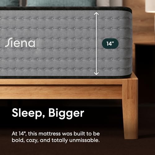Image of Siena 14 inch Signature Hybrid Twin Mattress & 2 Bonus Pillows - Medium Firm - Memory Foam & Innerspring System - 180-Night Trial - Pressure-Relief - Mattress in a Box