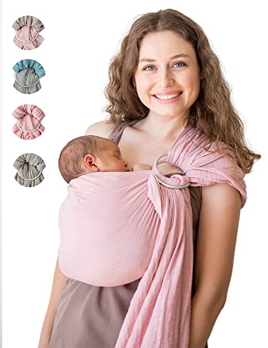 Baby Sling and Ring Sling 100% Cotton Muslin Infant Carrier Ring Sling Baby Carrier Front and Chest Newborn Carrier Baby Carrier Wrap â€“ Rose Color