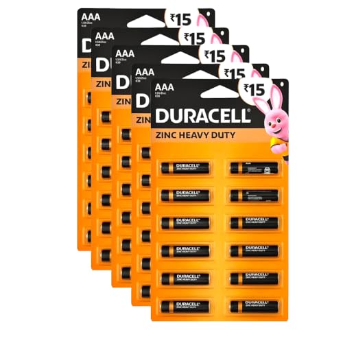 Image of Duracell 2026 Launched Zinc Heavy Duty Battery, 100% Longer Lasting, Anti-Leak Turbolock Technology, Eco-Friendly Batteries for Every-Day Household Devices (AAA, Pack of 60)