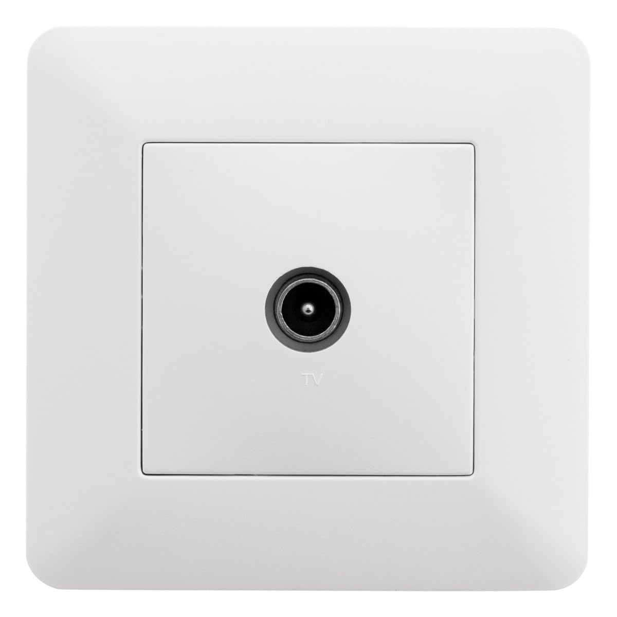 Zenitech - Toma de TV Ø9,52 mm - Equipamiento Empotrado - Motor Compacto para Fácil Cableado, Frontal Ajustable - Compatible con Caja de Empotrar - Placa 86 x 86 mm - Blanco