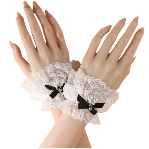 Tmboryuu Perles Décors Brassards Fausses Manches Housse de Poignet pour Cosplay Événement Mariages Séances Photo Accessoires de Costume Poignet Dentelle...