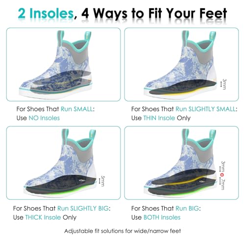 Image of Kalkal Women's Deck Boots, Waterproof Ankle Rain Boots Fishing Boots with High Traction, Women's Rubber Boots For Gardening Fishing Boating Camping