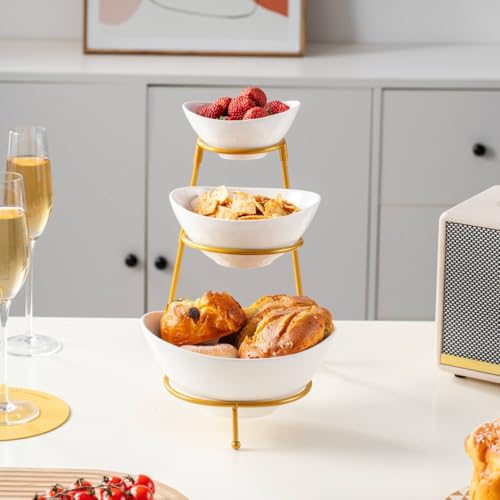 Vencier 3-Tier Serving Bowl Set – Elegant Food Display Stand for Snacks, Desserts, and Party Presentation (White/Gold) - Cosy Home Interiors Vencier 3-Tier Serving Bowl Set – Elegant Food Display Stand for Snacks, Desserts, and Party Presentation (White/Gold) - Image 6