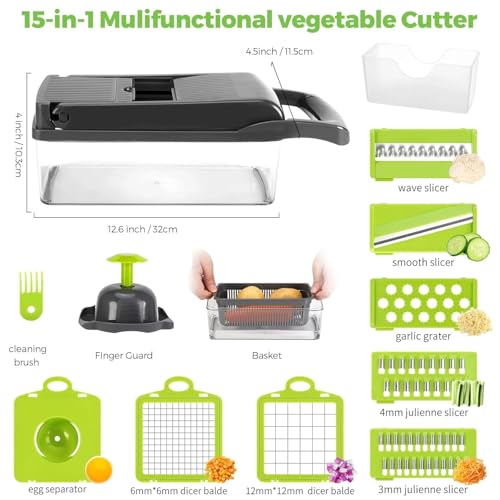 KRIKSHIV STYLE 16-in-1 Vegetable Chopper Green - Image 3