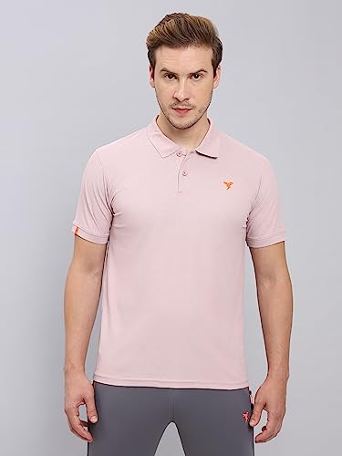 Image of TECHNOSPORT Men's Polyester Slim Fit Self-Design Short Sleeve Polo Matpiq T-Shirt with Anti Microbial, Techno Dry for Regular and Casual Use