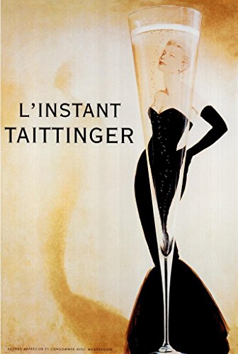 Linstant Taittinger Grace Kelly Vintage Illustration Art Deco Liquor Vintage French Wall Art Nouveau Booze Poster Print French Advertising Vintage Art Prints Cool Wall Decor Art Print Poster 24x36