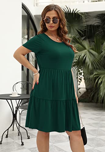 Image of Nemidor Women Plus Size Casual Ruffle Dress Swing Midi Pocket