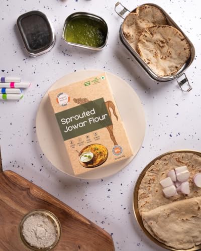 Image of Organic Wisdom-Back to Roots Sprouted Ragi & Jowar Atta (Flour) Combo Pack- 400 grams each|100% Natural & Gluten Free | Stone-Ground & RO water cleaned| Rich in Protein, Calcium & Dietary Fibre