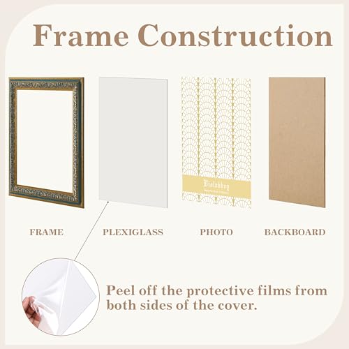 Image of VIOLABBEY 18x24 Poster Frame Blue 2Pack, Vintage Photo Frames Ornate without Mat for Wall Hanging