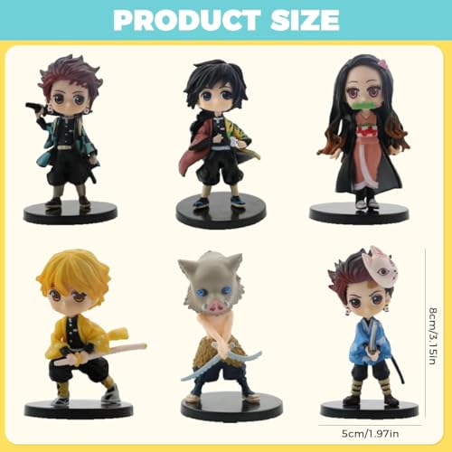 Image of FUNFOB Anime Action FigureSet of 6 Height 7cm to 7.5cm Collectible for Anime Fans PVC Multicolour | DM Basicc Set