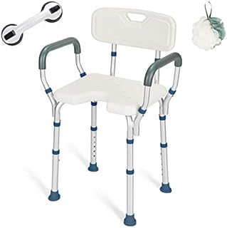 GreenChief Shower Chair with Back and Arms, Bathtub Lift Chair with Handles Removable - Free Assist Grab Bar - Medical Tool Free Shower Cutout Seat for Disabled, Handicap, Seniors & Elderly, 300lb
