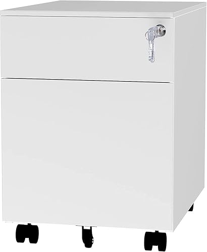 Approgreent Archivador móvil con 2 cajones, archivador con cerradura para oficina en casa, tamaño A4tamaño cartatamaño legal, totalmente montado