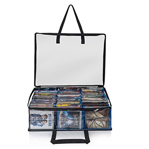 Besti Blu Ray Case Holder Organizer, Set Of 2 Clear Plastic Bags With Handles For Storing Blurays, Dvds, Cds, Storage Bags For Video Game Cases, Holds Up To 90 Bluray And 60 Dvd Cases #TOP5