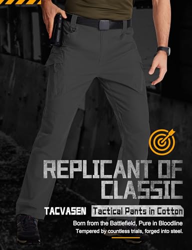 TACVASEN Men's Tactical Cargo Pants, Cotton 9 Pockets Work Pants, Stretch Hiking Pants, Lightweight Outdoor Workout Pant - Image 4