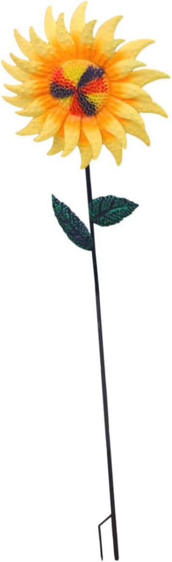BESPORTBLE Windmill Sunflower Garden Pinwheel Sculpture Decorative Outdoor for Lawn and Patio High-Durability Metal Ornament Creative Design for Garden Decor