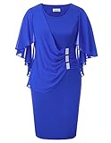 KIMCURVY Plus Size Bodycon Chiffon Summer Dress for Women Evening Pencil Dress Royal Blue 2XL