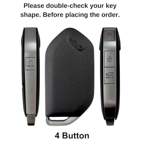 Image of KEYCEPT Gold Line TPU Key Cover Compatible with Kia Syros, EV6, EV9 4 Button smart Key with Keychain (Type 2, Black)