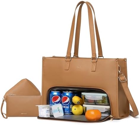 Keyli 3pcs Laptop Bag for Women 15.6 inch and Lunch Tote Bag for Women with Insulated Lunch Compartment Computer Briefcase