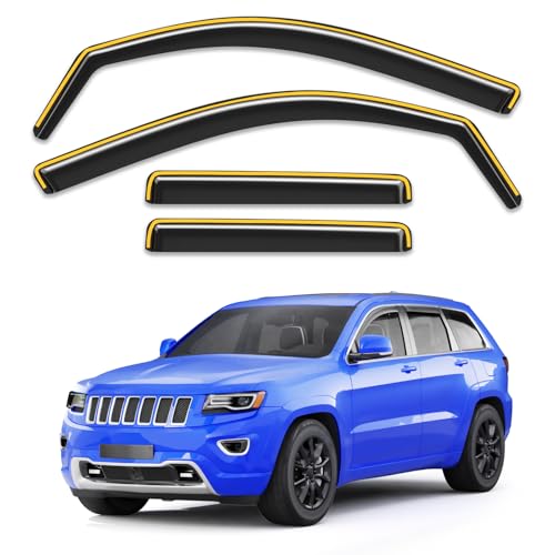 Breejoy in-Channel Window Rain Guards Fit for Jeep Grand Cherokee 2011-2021, Extra Durable Visors Vent Visors Window Deflector Vent Shades Car Accessories -4 pcs
