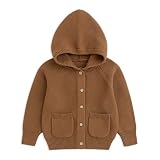 Curipeer Baby Girls Knit Hoodie Cardigan Toddler Girl Hooded Sweater Outfit for Spring and Autumn 18-24M B-Brown
