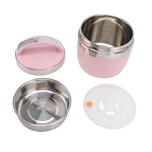 Enlybee 1.5L Lunch Box, 304 contenedor de alimentos de acero inoxidable, caja térmica portátil para estudiantes y trabajadores de oficina, mantiene la comida caliente y deliciosa, pared (Pink)