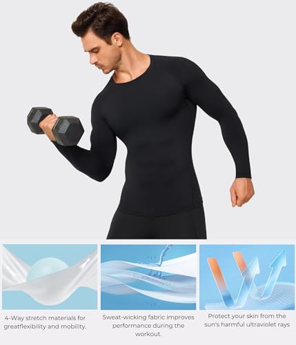 TAILONG Long Sleeve Compression Shirts for Men - Athletic Base Layer Workout Shirt Crew Neck Undershirt3