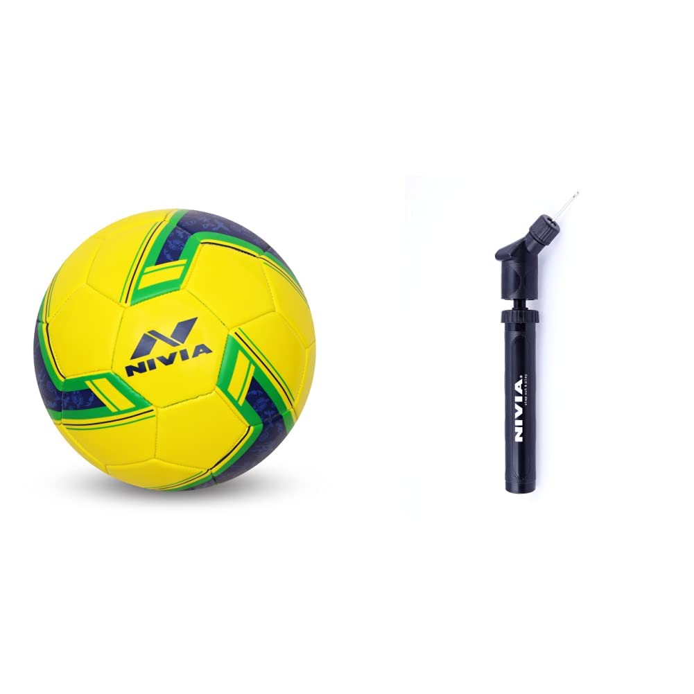 Nivia 1019 Brazil Football, Youth Size 5 (Yellow) Ball Pump Double Action (BP - 213) Combo(Basketball;Volleyball) (B08614Y37H) Amazon Price History, Amazon Price Tracker