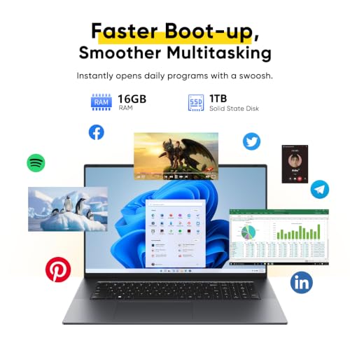 Image of 18.5 inch Laptop | 16GB RAM + 1TB SSD | 3.4GHz Core m3 | 48Wh Battery | 3xUSB | HDMI | RJ45 | Dual-Band Wi-Fi | BT 5.0 | Grey