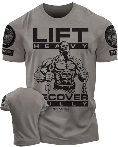Lift Heavy Recover Fully T-Shirts for Workout, Funny Gym Shirt for Men (XL, Lift Heavy Recover Fully Warm Grey Branded)