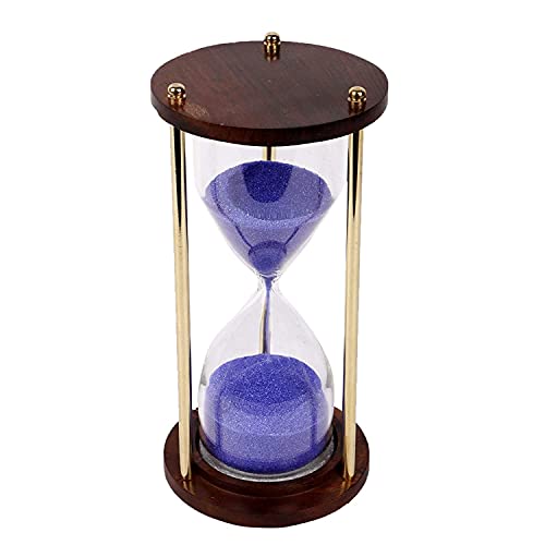 Image of Wooden and Brass Multi Color Sand Timer Hour Glass Sandglass Clock Ideal for Exercise Tea Making Antique Nautical Decor Theme Height 5.5 Inches 5 Minutes (Purple)