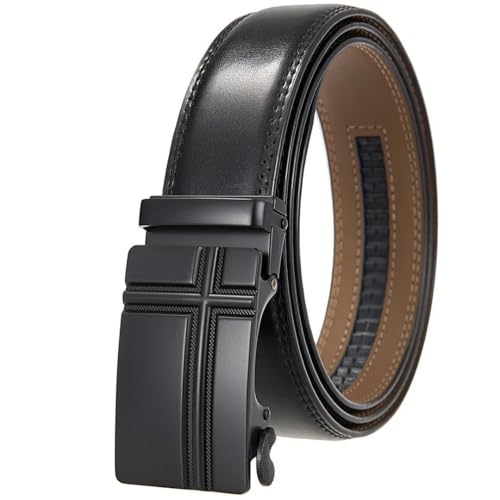 Men's Black Double-Sided Leather Belt With Ratchet And Sliding Mechanism, Box Bbbb-1 120cm2