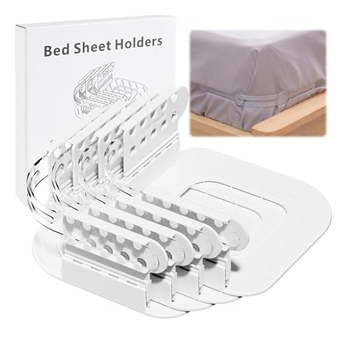 Hainue 4 Pièces Attache Drap Housse,Universelles Bloc Drap Housse Angle,Tendeur Drap Housse de Lit Amovible,Réglable en 5 Hauteurs,Clips De Draps pour Toutes...
