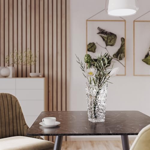 Queensway Home & Dining Crystal Look Heavy Glass Bouquet Flower Vase Holder for Home Table Decor Wedding Centrepiece Dining and Living Rooms