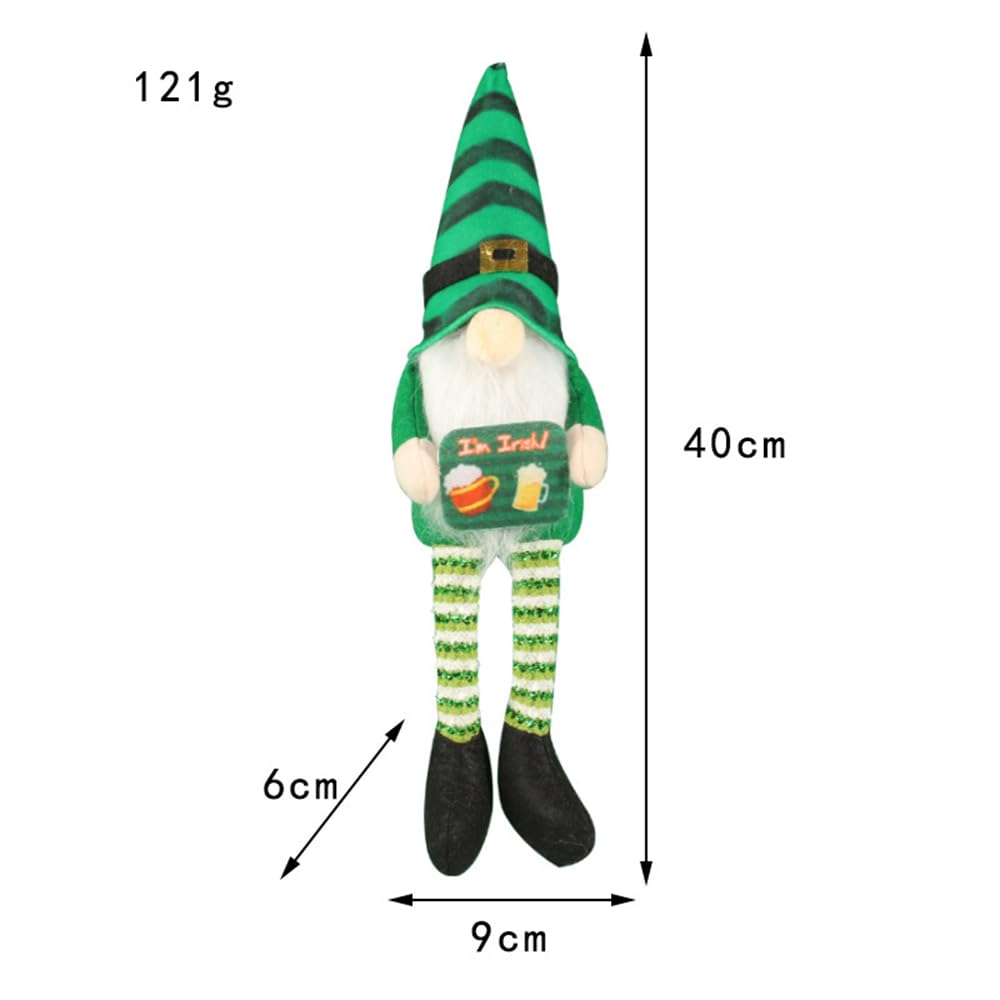 BaronHong St. Patrick's Day Gnome Decorations Spring Irish Gnome Ornaments Decorative Elf Doll (male,M)