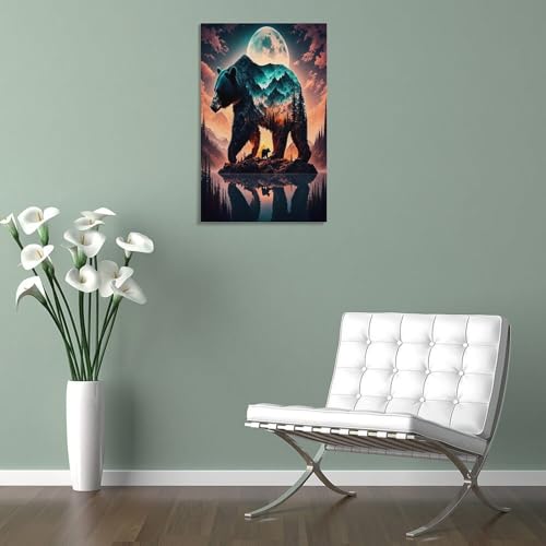 Peintures sur toile ours brun deco 24x36inch haute definition - 5