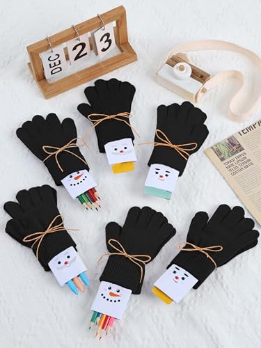 Image of Cooraby 12 Pairs Kid's Winter Magic Gloves Children Stretchy Warm Magic Gloves Boys or Girls Knit Gloves for 6-12 Years